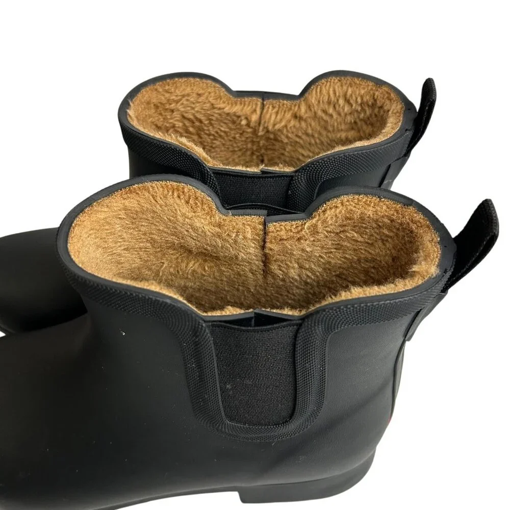 Chooka Womens 9 Waterproof Chelsea Bootie Plush Lined, Slip-On Rain Ankle Boots